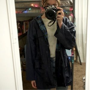 Blue Flannel Rain jacket Totes : Medium